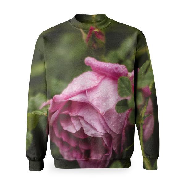 Selective Focus Photography Of Pink Rose Basic Sweatshirt