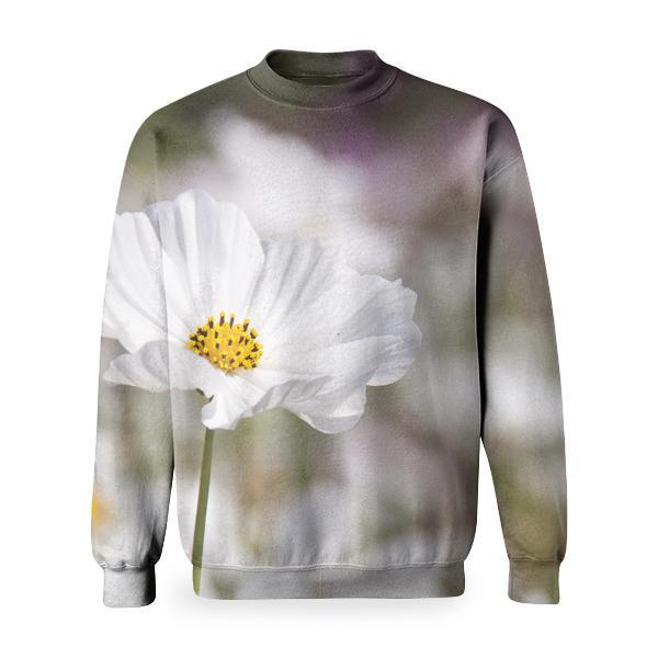 White Petaled Flower Field Basic Sweatshirt