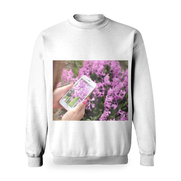Woman Apple Camera Smartphone Basic Sweatshirt