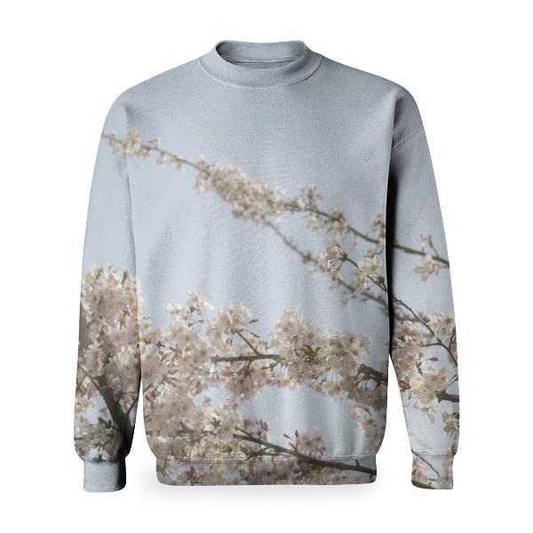 White Cherry Blossom Basic Sweatshirt