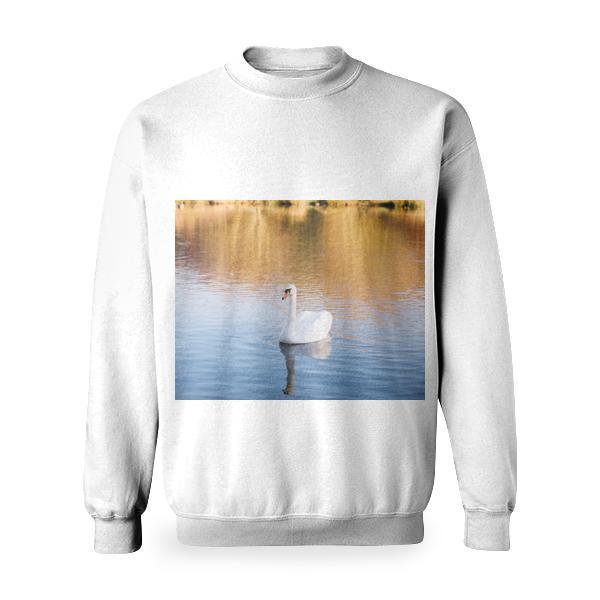 White Swan On A Body Of Water During Day Time Basic Sweatshirt