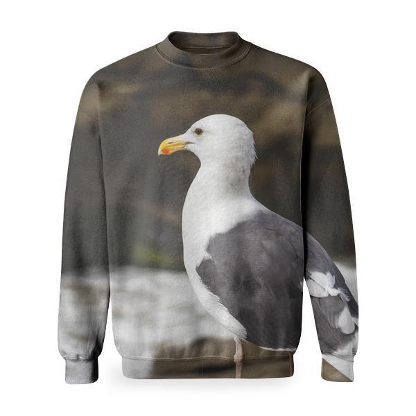 White And Grey Bird Basic Sweatshirt