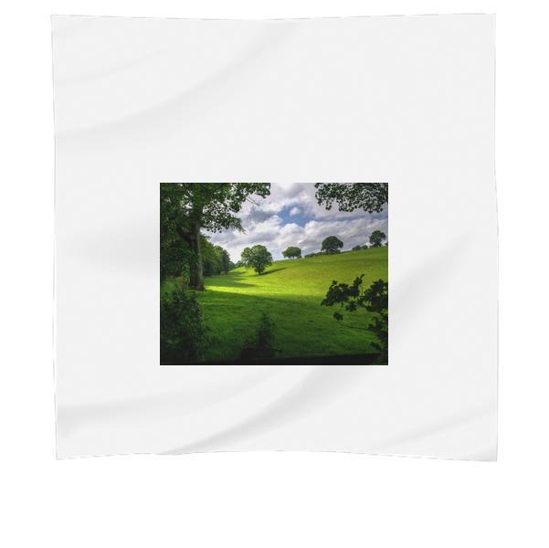 Green Hill With Tree Under White Clouds And Blue Sky During Daytime Scarf