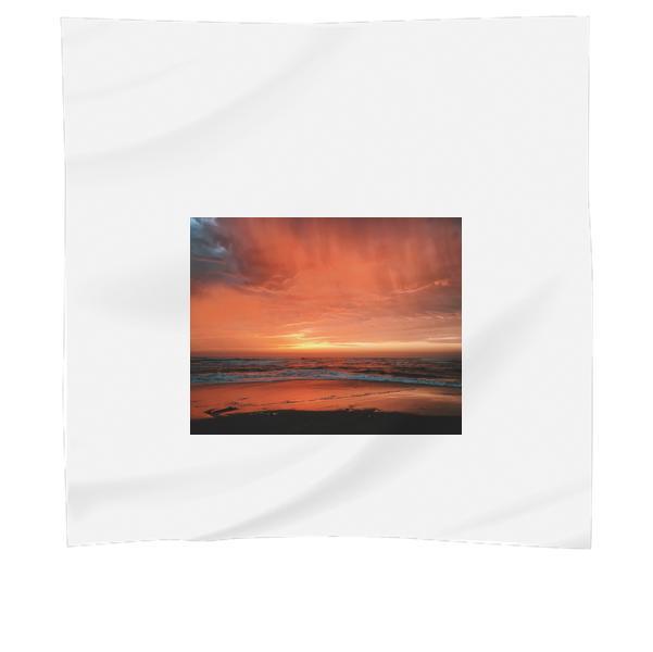 View Of Seashore With Red And Yellow Clouds During Sunset Scarf