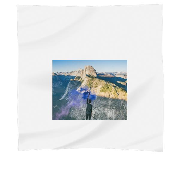 Person Waving With Blue Smoke In The Top Of Mountain During Daytime Scarf