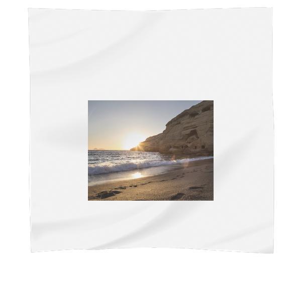 Brown Bench Sands Near White Ocean Brown Rock Mountain During Sunset Scarf