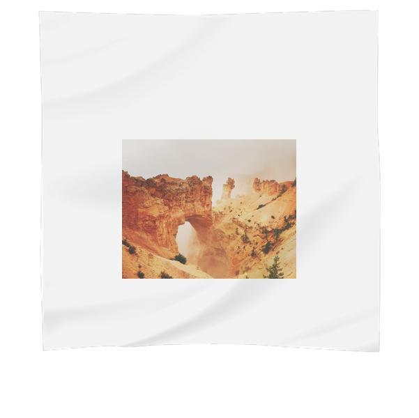 Landscape Photo Brown Cliff During Foggy Weather Daytime Scarf