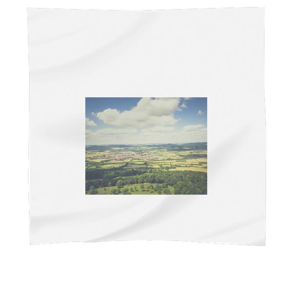 Aerial Photography Of Green Fields Under Blue Sky And White Clouds During Daytime Scarf