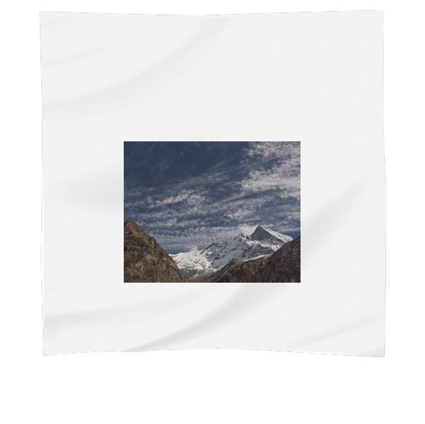Brown And Snow Covered Mountain Under Blue White Sky Scarf