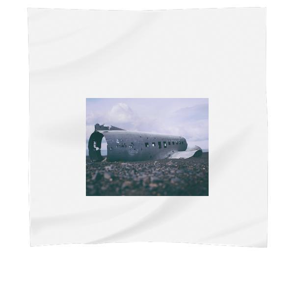 Destroyed Airplane Body On Sea Shore During Daytime Scarf