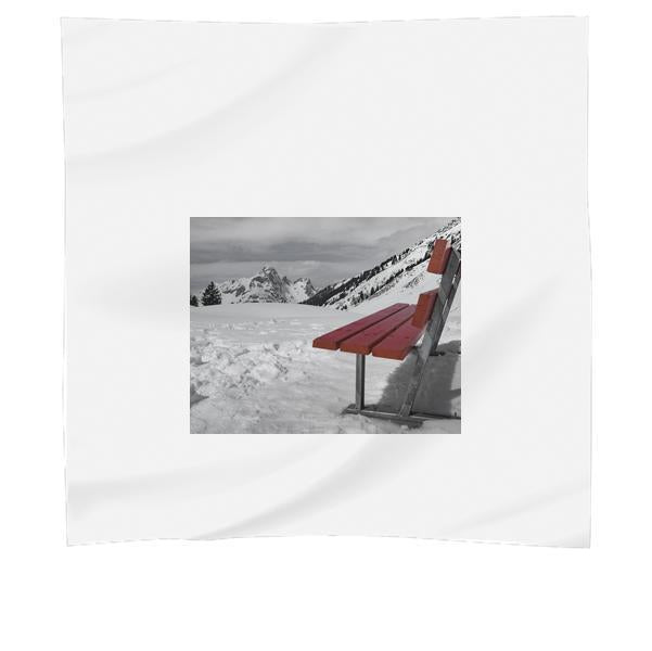 Grey And Brown Bench On Snow Near Mountain During Daytime Scarf
