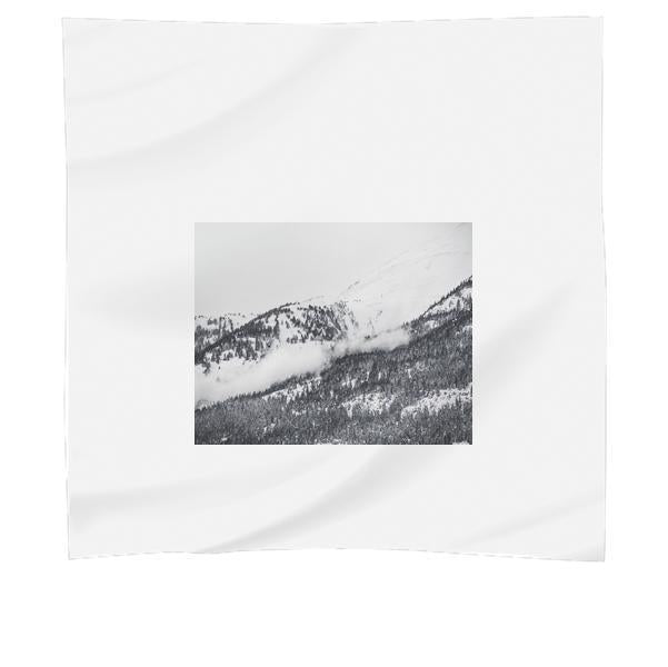 Grayscale Photo Of Snow On Trees At Daytime Scarf