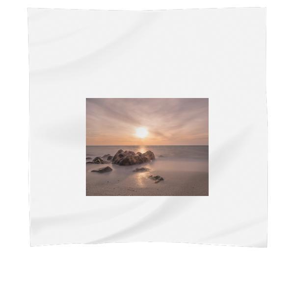 Brown Rock On Seashore Under Gray Clouds During Sunset Scarf