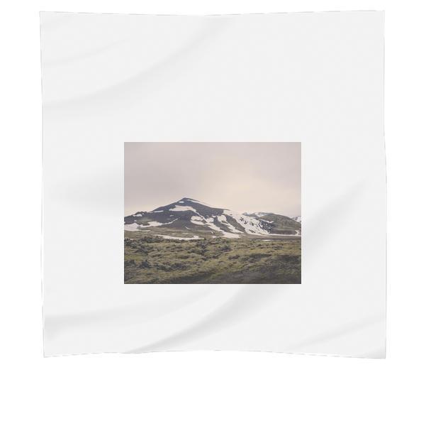 Green Grass Field Beside Snow Covered Mountain During Daytime Scarf