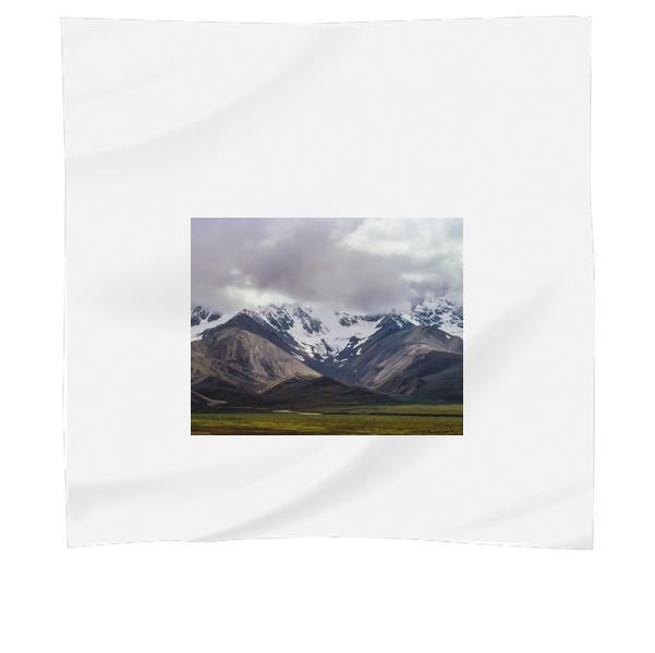 Black Mountains Covered In Snow Under Cloudy Sky Scarf