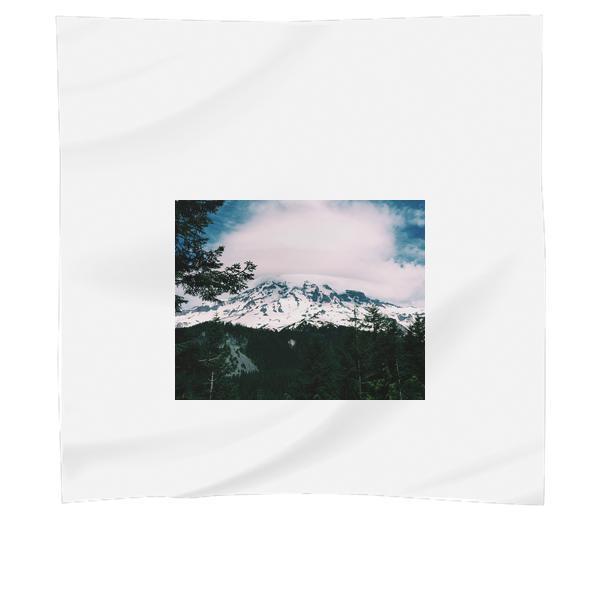 White And Blue Mountain Near Green Leaf Trees Under Cloudy Sky During Daytime Scarf