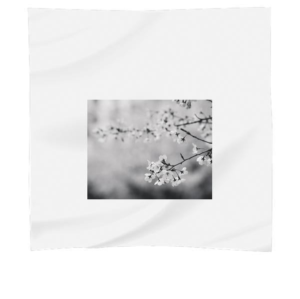 BlackAndWhite Flowers Branch Cherry Blossom Scarf