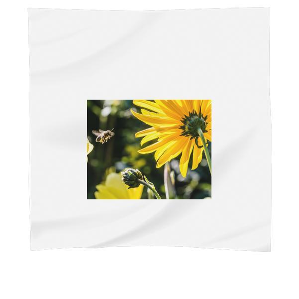 Yellow Petaled Flower With Black Yellow Bee During Daytime Focus Photography Scarf