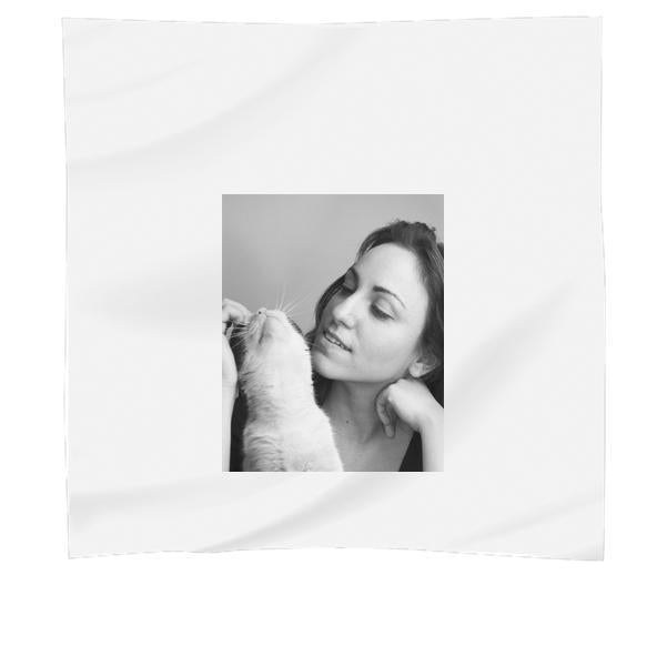 Grayscale Photo Of Woman And Cat Scarf
