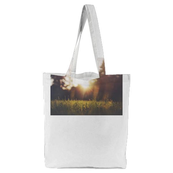 Dawn Nature Sunset Trees Tote Bag