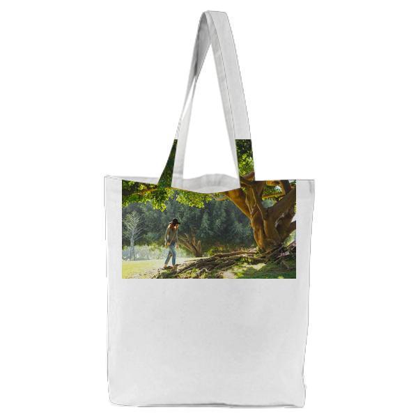 Nature Woman Walking Girl Tote Bag
