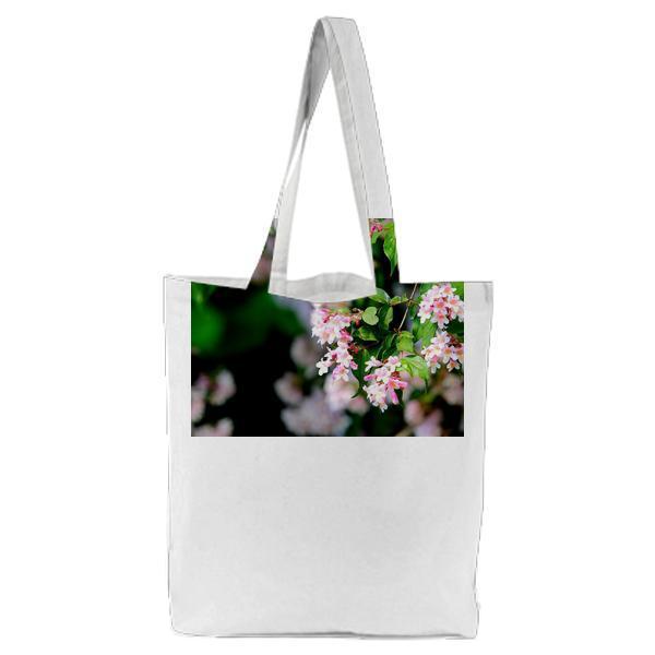 White And Pink Flower Tote Bag