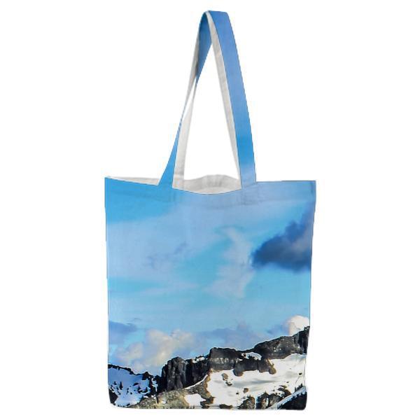 White And Black Snowy Mountain Under Blue Cloudy Sky Tote Bag