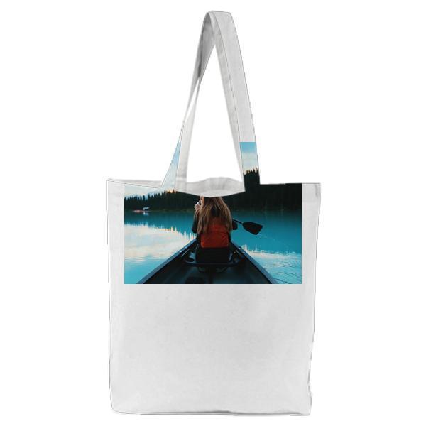 Woman In Kayak Tote Bag