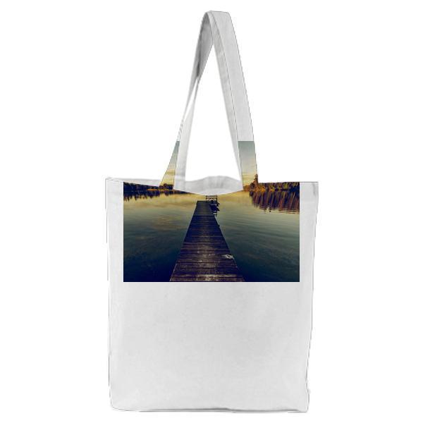 Brown Wooden Dock During Daylight Tote Bag