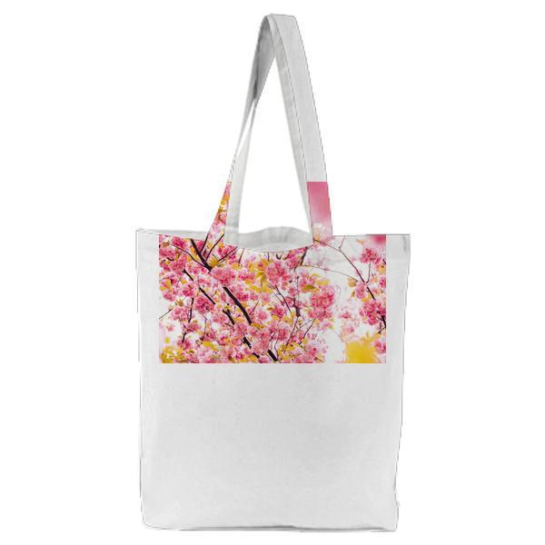 Pink White Yellow Flower Tote Bag
