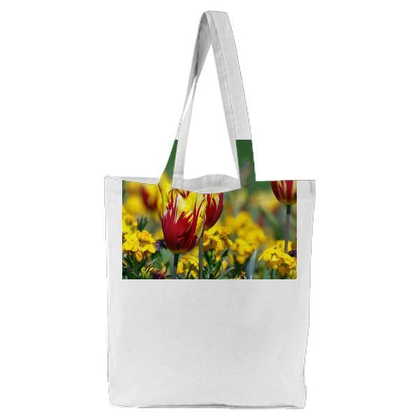 Red And Yellow Flowers During Daytime Tote Bag