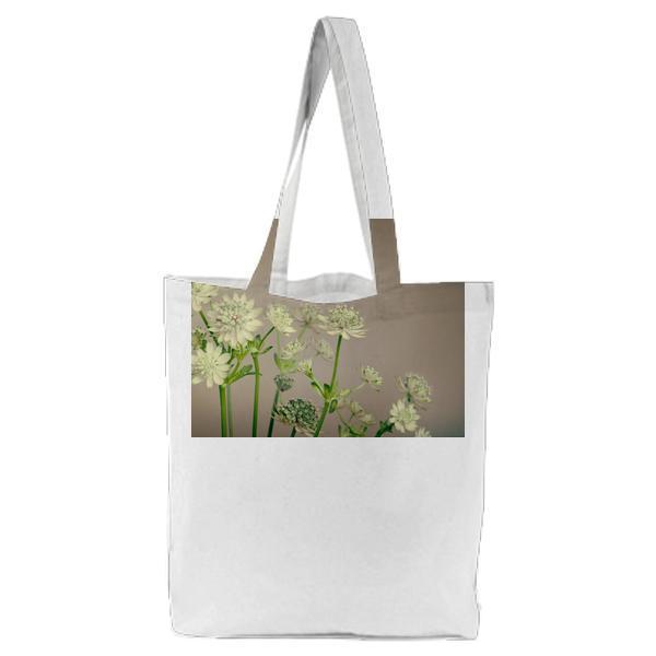 White Clustered Flower Tote Bag