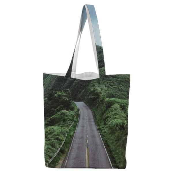 Free Way Road Near Mountain Under During Daytime Tote Bag