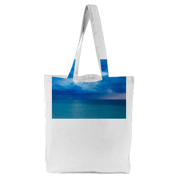 Blue Ocean With Cloudy Sky Tote Bag