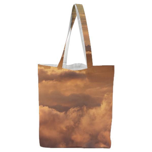 Silhouette Of Mountain With Fluffy Clouds During Sunset Tote Bag