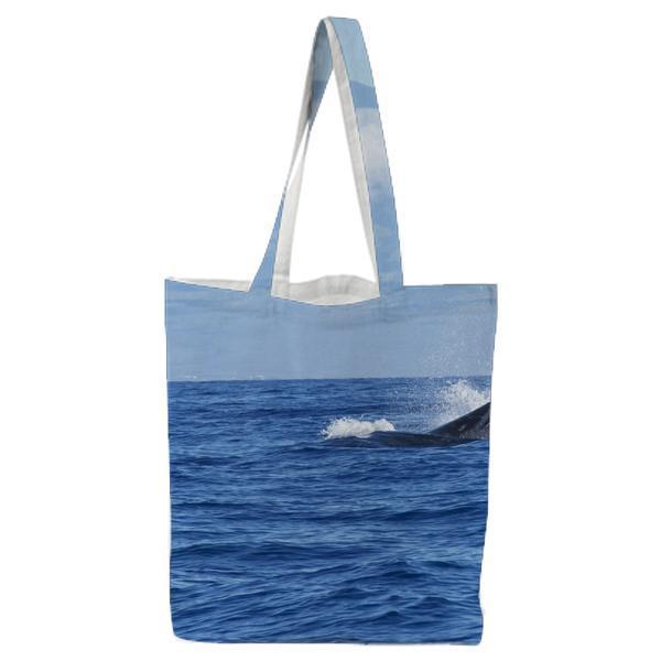 Black Whale Diving In Calm Sea During Daytime Tote Bag
