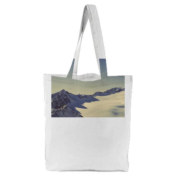 Scenic View Of Snow Covered Mountains Against Sky Tote Bag