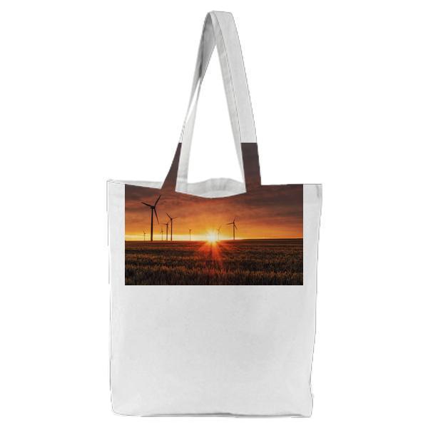 Silhouette Photo Of Windmill During Sunset Tote Bag