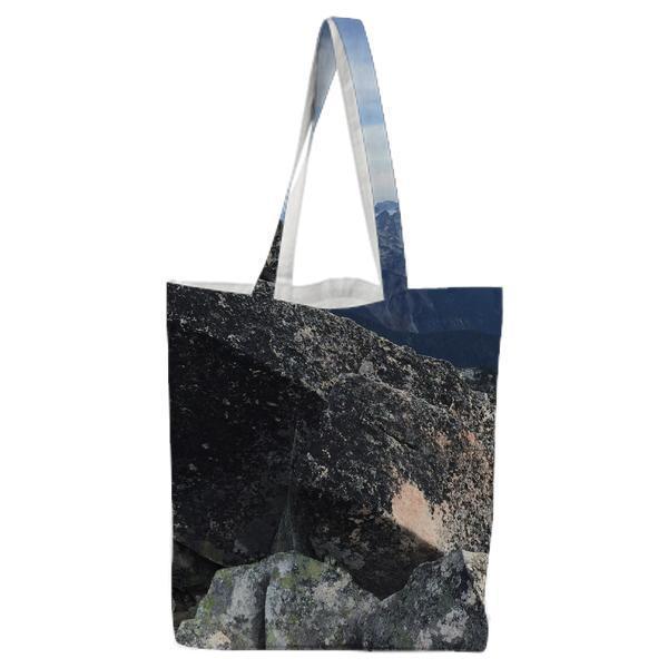 Aerial Photo Of Gray Mountain Under White And Blue Cloudy Sky During Daytime Tote Bag