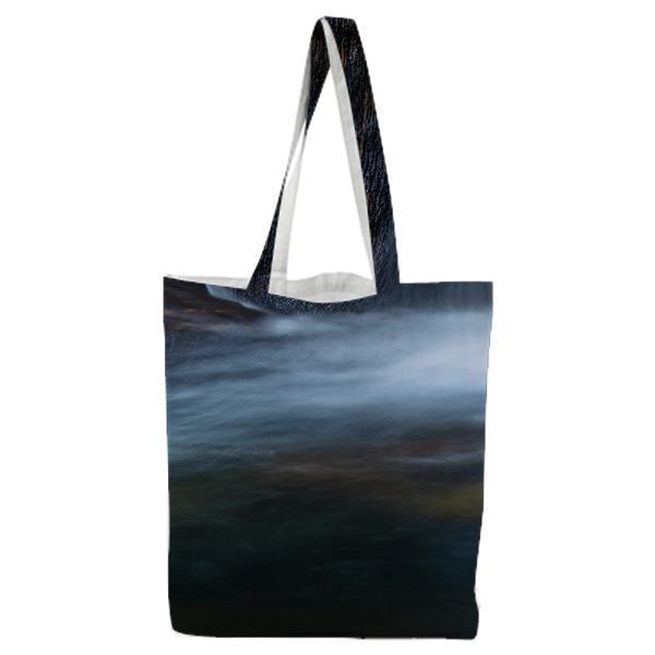 Scenic View Of Waterfall During Winter Tote Bag