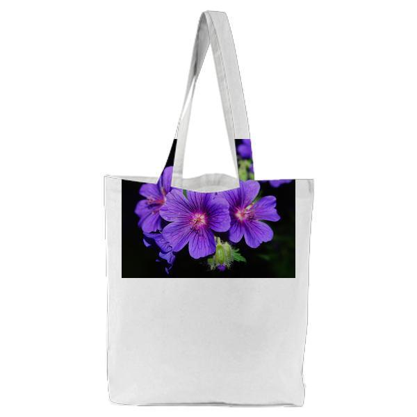 Purple Petaled Flower Close Up Photography Tote Bag