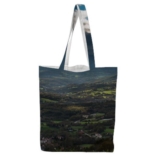 Aerial View Of Green Field With Sunlight During Daytime Tote Bag