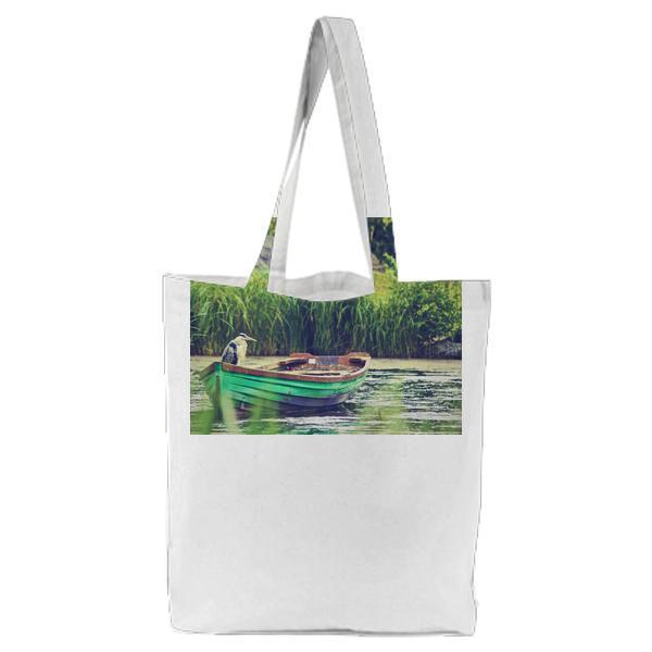 Nature Bird Boat River Tote Bag