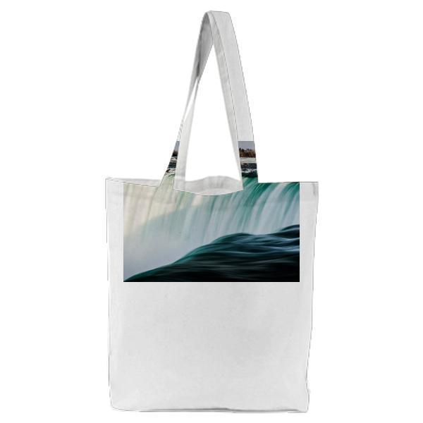 Green White Waterfall During Daytime Tote Bag
