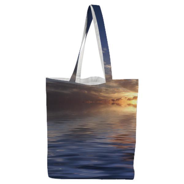 Sea Near Island During Sunset Tote Bag