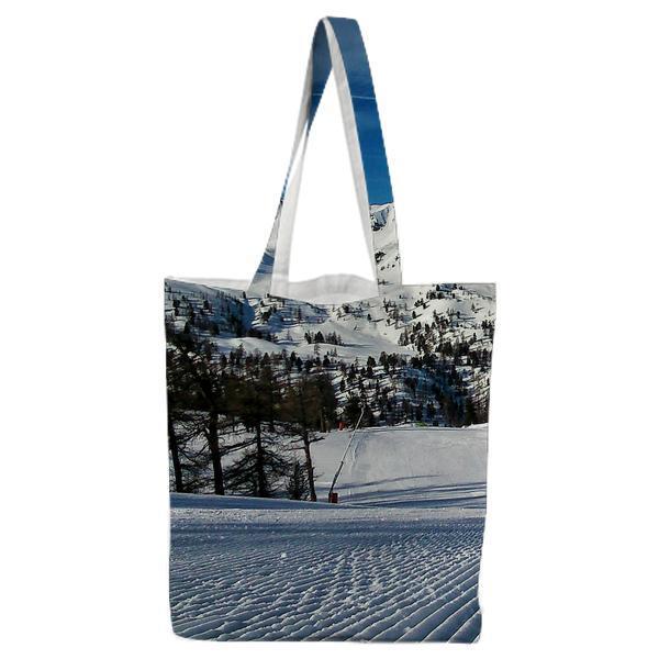 Snow Covered Mountain During Daytime Tote Bag
