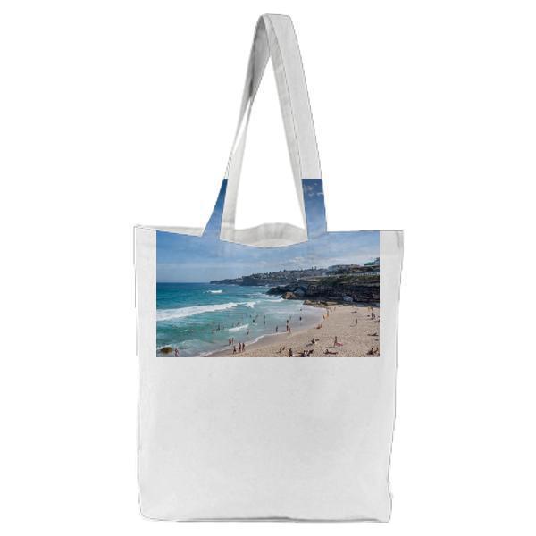 People Standing On Shoreline During Daytime Tote Bag