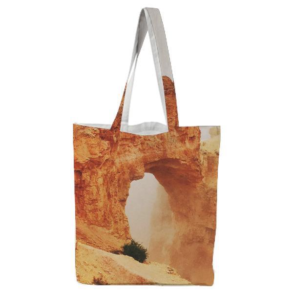 Landscape Photo Brown Cliff During Foggy Weather Daytime Tote Bag