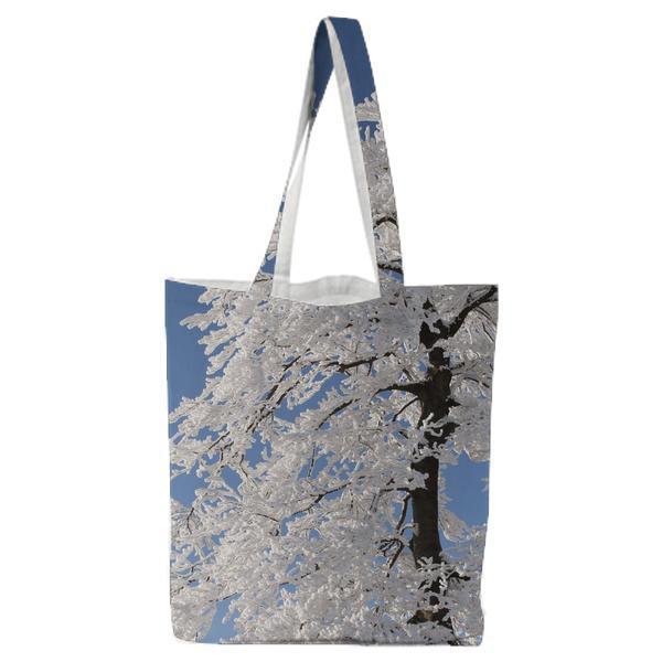 Snow Covered Tree Under Blue Cloudy Sky During Daytime Tote Bag