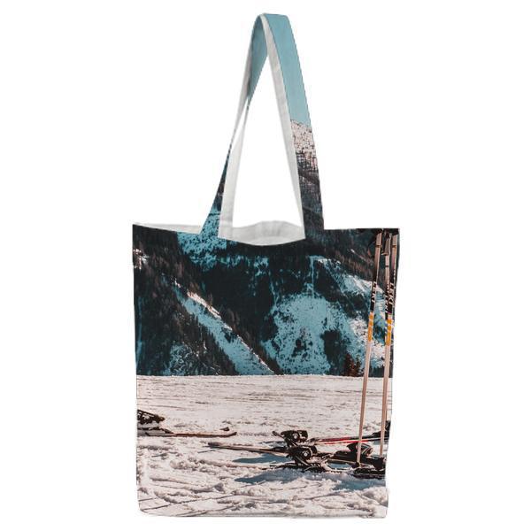 Scenic View Of Snowcapped Mountains Against Sky Tote Bag